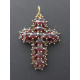 Gold Kreuz Anhänger mit Granat