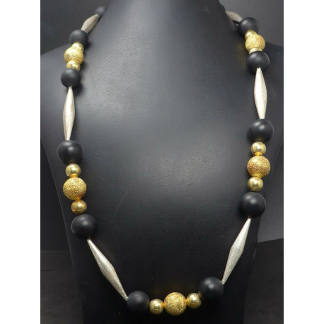 Silber Halskette mit Onyx
